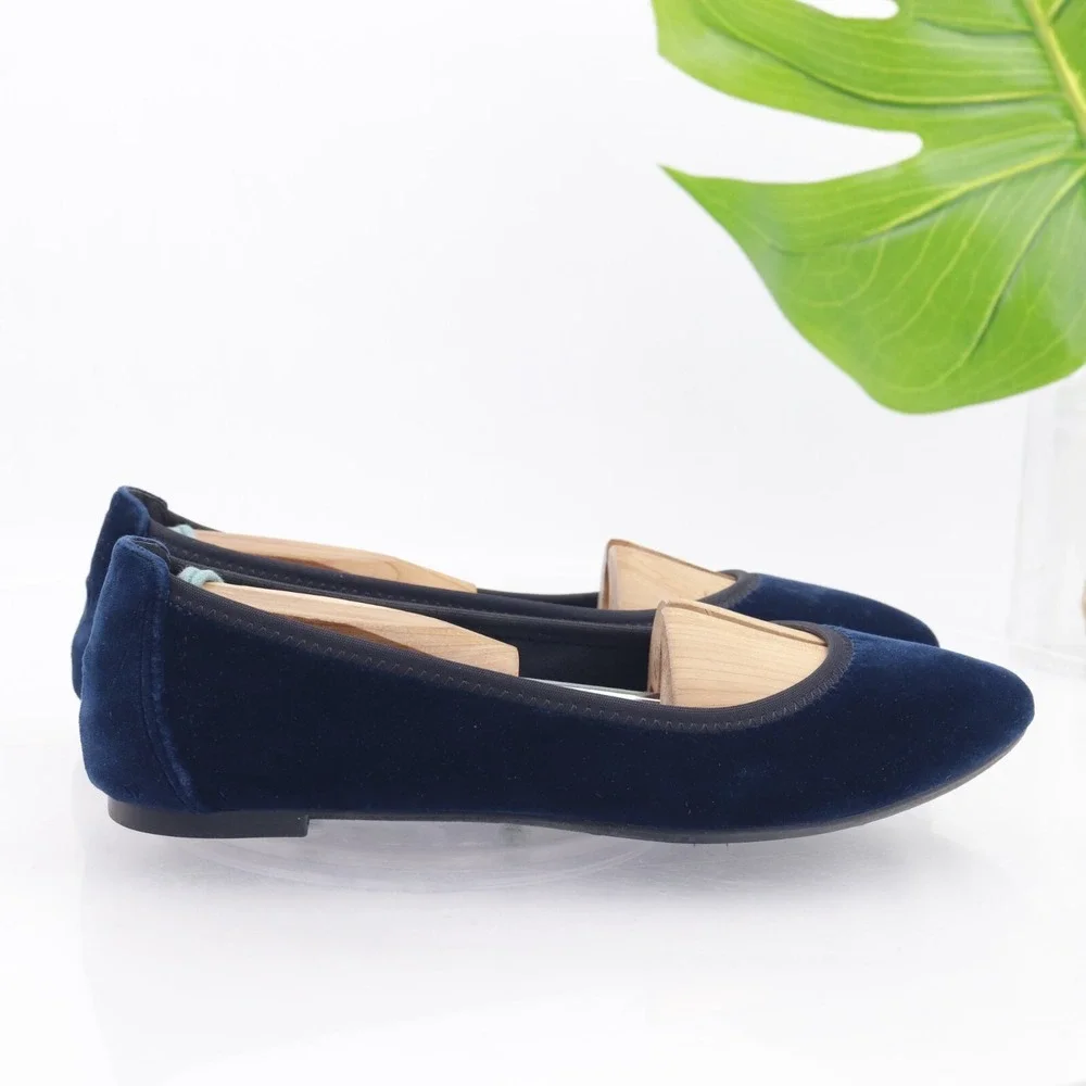 Born Shoes Womens Julianne Ballet Flat Size 7 M Navy Blue Velvet Comfort Slip On